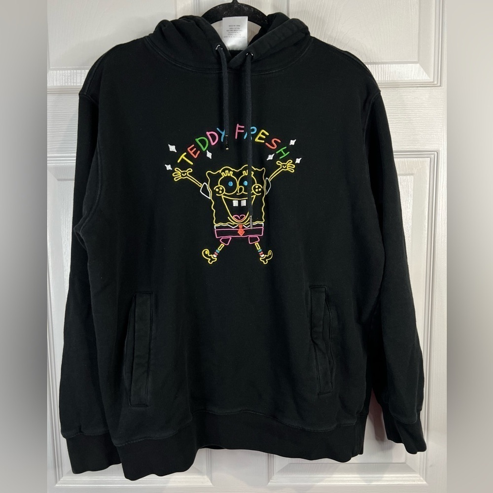 Teddy Fresh X Spongebob Men’s Embroidered Hoodie - Black - Size Medium